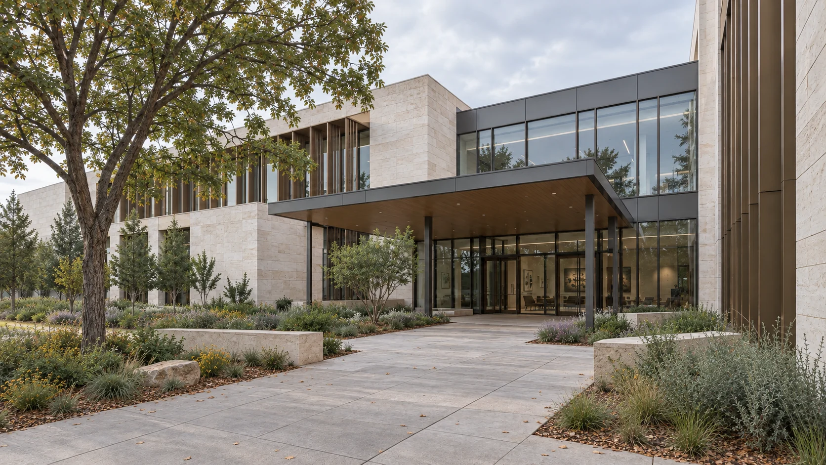 Contemporary medical pavilion with a landscaped courtyard